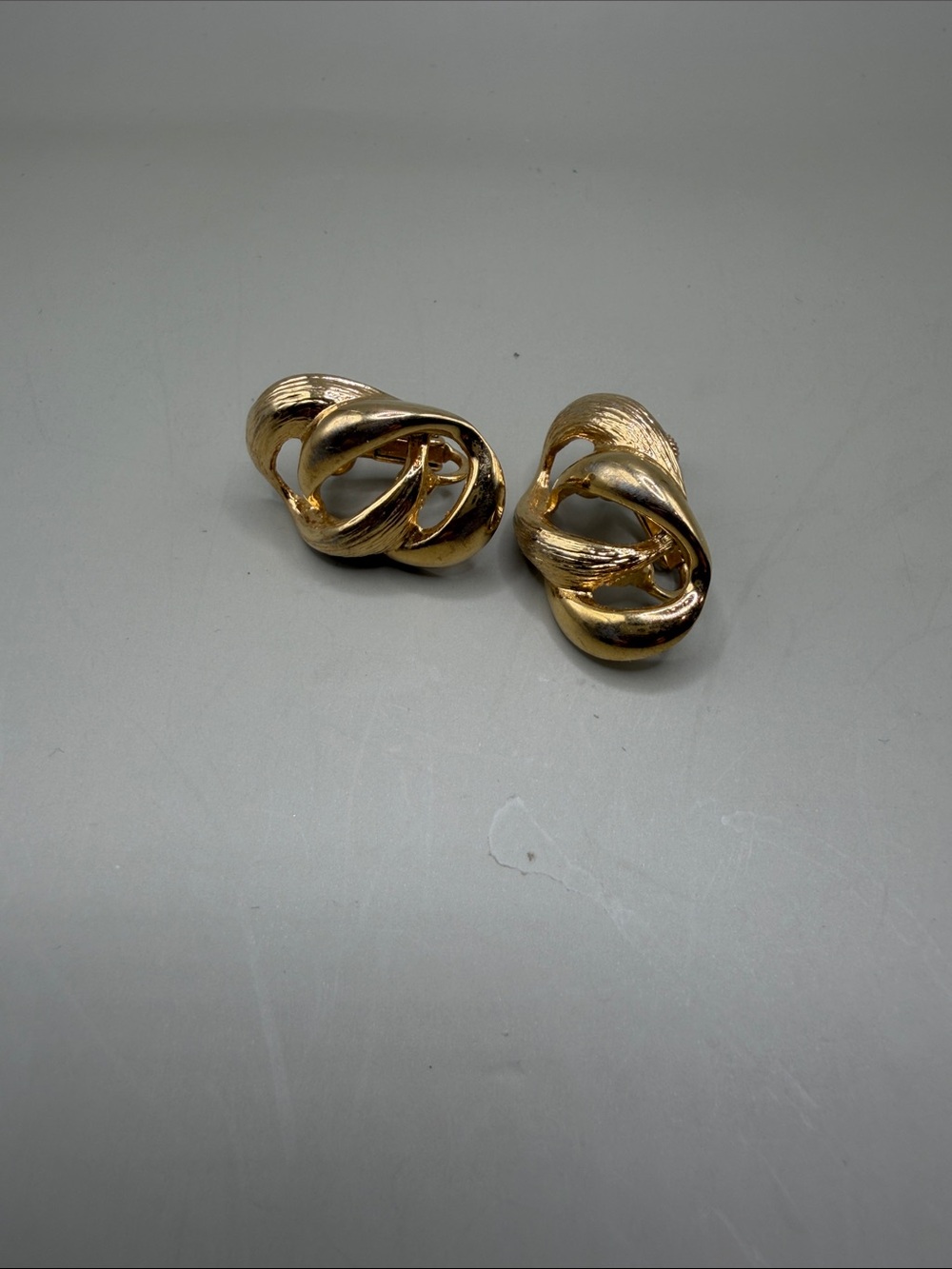 Napier Signed Interlocking Knots Screw Back Earrings